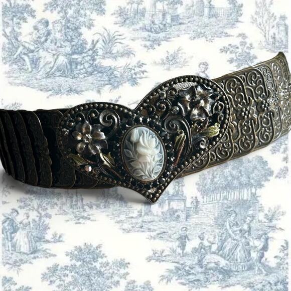 Cameo Heart Stretch Belt Romantic Gothic Floral  Victorian Inspired Belt main image 7